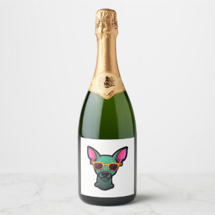 Silly Glasses Mexican Hairless Classic T-Shirt Sparkling Wine Label