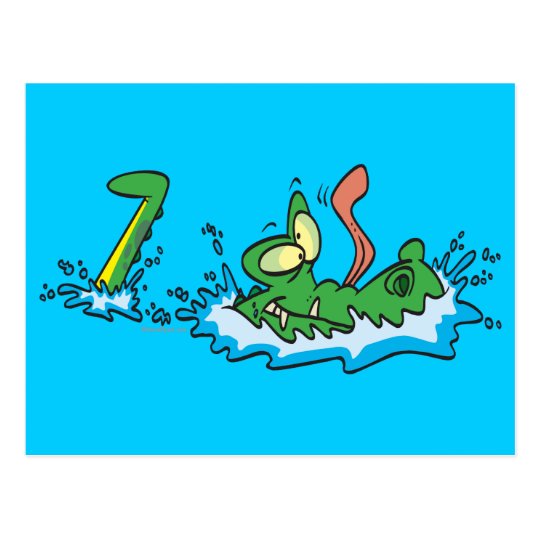 silly gliding alligator crocodile cartoon postcard