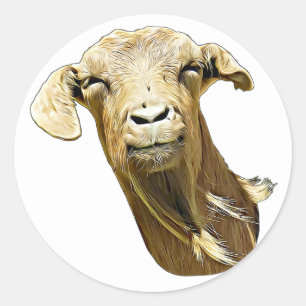silly Goat Face Farm Animal Art Classic Round Sticker
