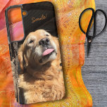 Silly Golden Retriever Photograph Custom Text Samsung Galaxy Case<br><div class="desc">This phone case features an adorable photograph of a Golden Retriever with eyes closed and sticking out his tongue. Personalize or remove the text or edit using the design tool to select a font style,  size,  and colour you prefer.</div>