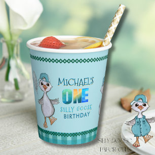 Silly Goose 1st Birthday Blue Boy's Paper Cups