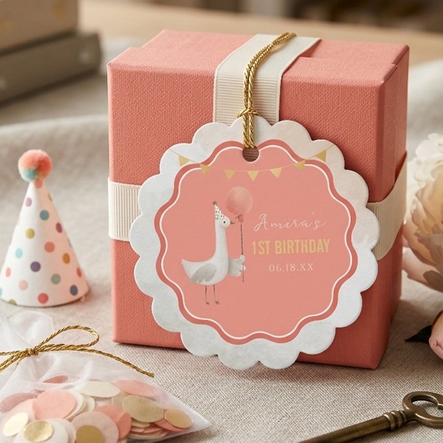 Silly Goose 1st Birthday Favour Tag Personalized (Creator Uploaded)