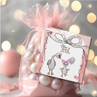 Silly Goose 1st Birthday Girl Pink Bow Watercolor  Favour Tags