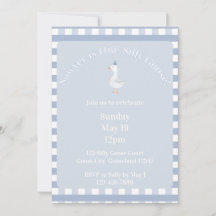 Silly Goose 1st Birthday Invitation (Dusty Blue)