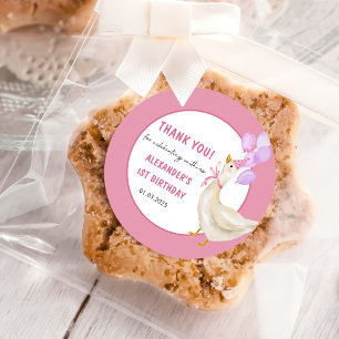 Silly Goose 1st Birthday Party Classic Round Stick Sticker