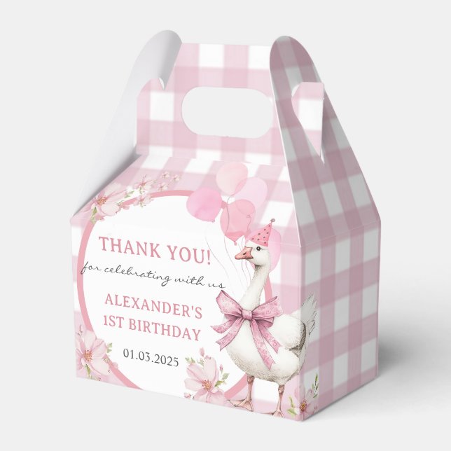 Silly Goose 1st Birthday Party  Favor Box (Front Side)