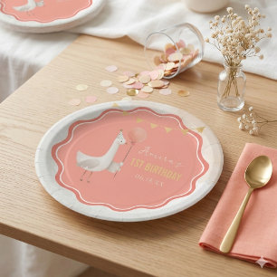 silly goose 1st birthday personalized paper plate