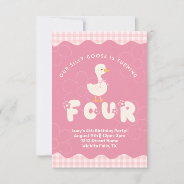 Silly Goose 4th Fourth Birthday  Invitation (Front)