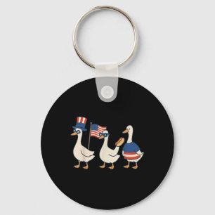 Silly Goose American Flag Funny Meme 4th Of July P Keychain