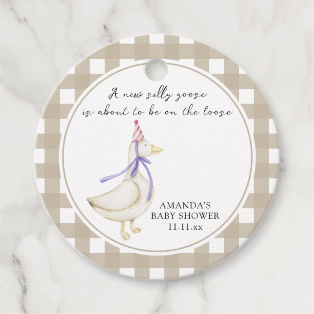 Silly Goose Baby Shower  Favour Tags (Front)