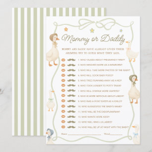 Silly Goose Baby Shower Mommy or Daddy Game Card