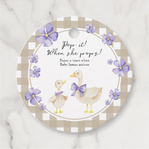 Silly Goose Baby Shower Pop it! When she pops Favour Tags