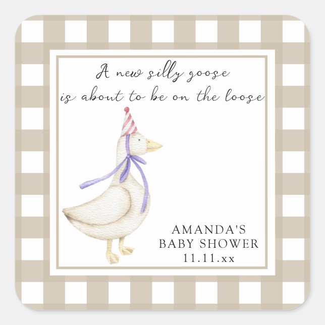 Silly Goose Baby Shower  Square Sticker (Front)