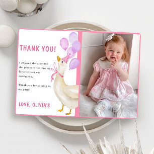 Silly Goose Birthday Party Photo Thank You Card