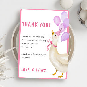 Silly Goose Birthday Party Thank You Card 