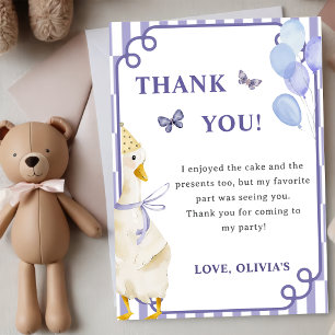 Silly Goose Birthday Party Thank You Card 