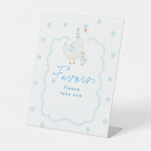 Silly Goose Blue Baby Shower Favours Table Sign