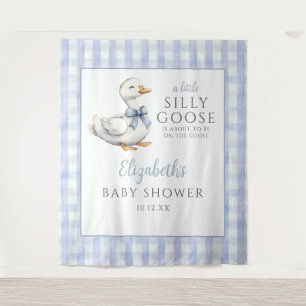 Silly Goose Blue Baby Shower Photo Backdrop Tapestry
