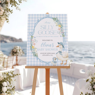 Silly Goose Blue Baby Shower Welcome Sign