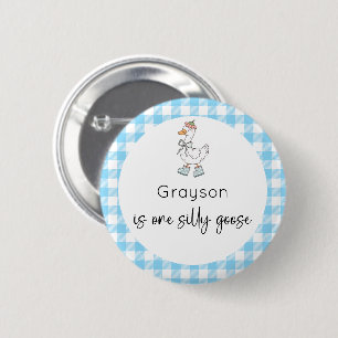 Silly Goose Blue Birthday 2 Inch Round Button