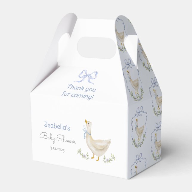 Silly Goose Blue Bow baby boy shower Favor Box (Front Side)