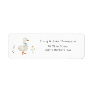 Silly Goose Blue Bow  Return Address Label