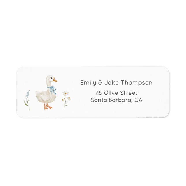 Silly Goose Blue Bow  Return Address Label (Front)