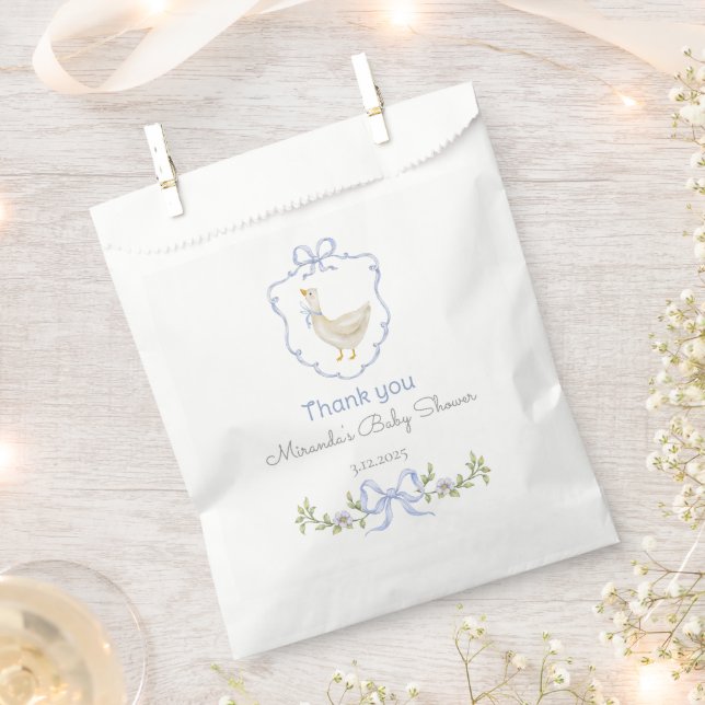 Silly Goose Blue Crest Baby boy shower Thank you Favour Bag (Clipped)