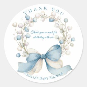 Silly Goose Blue Floral Round Favor Sticker