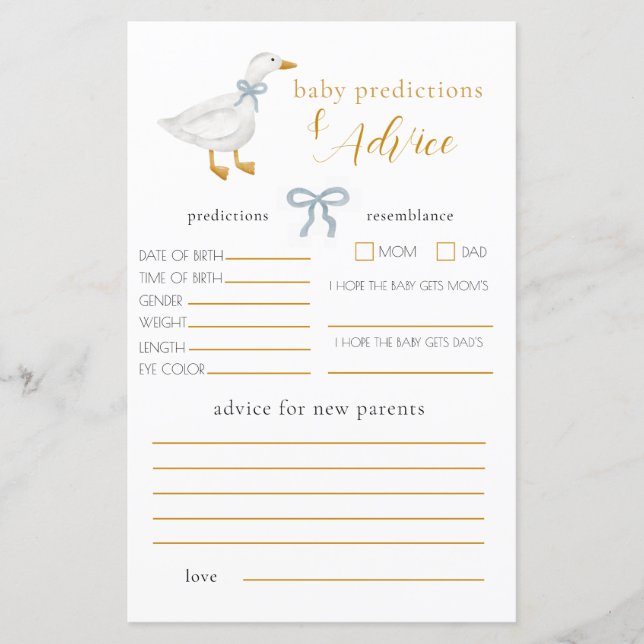 Silly Goose Blue Gingham Baby Advice Prediction (Front)