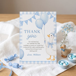 Silly Goose blue Gingham Birthday Thank You Card
