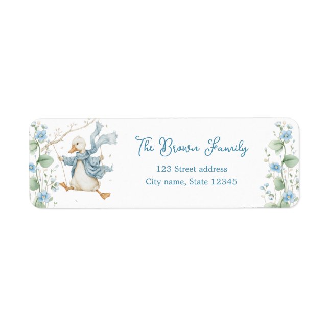 Silly Goose Blue Return Address Label (Devant)