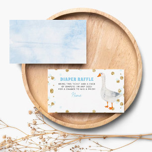 Silly Goose Blue Watercolor Baby Shower Diaper Enclosure Card