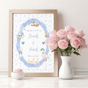Silly Goose Bow Baby Boy Shower Sweets and Treats Poster