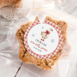 Silly Goose Christmas Gingham 1st Birthday Classic Round Sticker<br><div class="desc">Silly Goose Christmas Gingham 1st Birthday Classic Round Sticker</div>