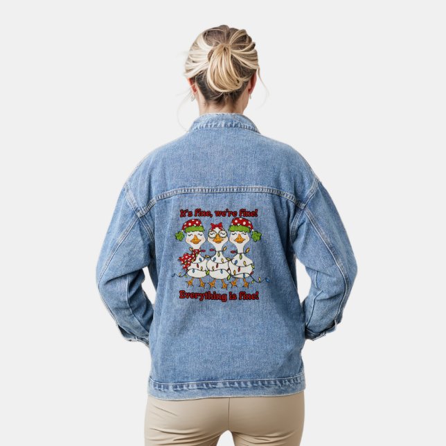 Silly Goose Christmas Shirt Denim Jacket (Model)