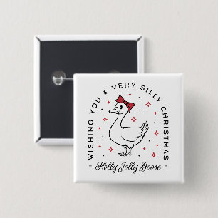 Silly goose Christmas wishes preppy coquette 2 Inch Square Button