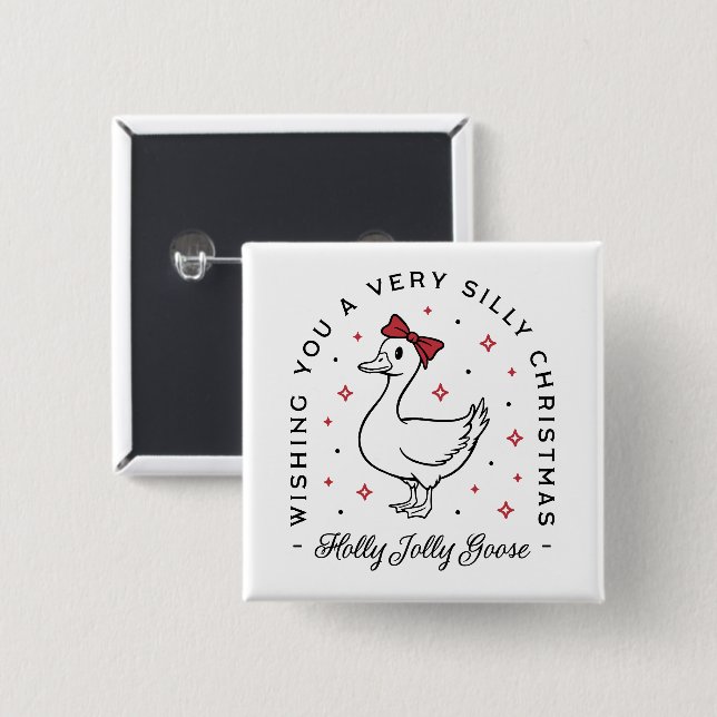 Silly goose Christmas wishes preppy coquette 2 Inch Square Button (Front & Back)