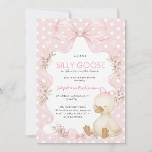 Silly Goose Coquette Pink Polka Dot Baby Shower Invitation