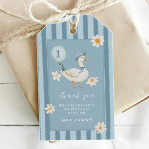 Silly Goose Daisy Boy 1st Birthday Party Gift Tags