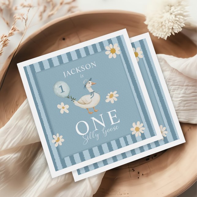 Silly Goose Daisy Boy 1st Birthday Party  Napkin (Creator Uploaded)