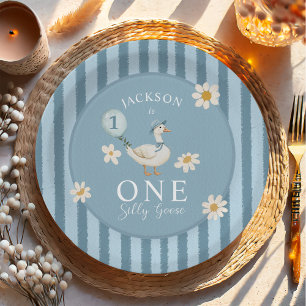 Silly Goose Daisy Boy 1st Birthday Party Paper Plate