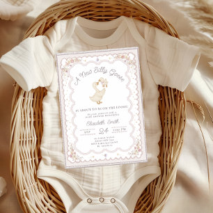 Silly Goose Duck Gender Neutral VintageBaby Shower Invitation