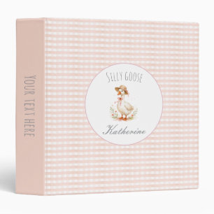 Silly Goose Elegant Pink Girls Custom Name Binder