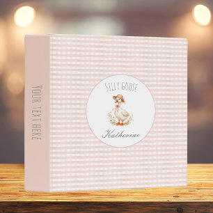 Silly Goose Elegant Pink Girls Custom Name Binder