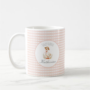 Silly Goose Elegant Pink Girls Custom Name Coffee Mug