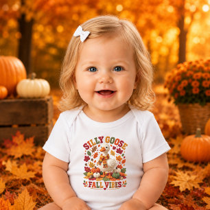 Silly Goose Fall Vibes Faux Crochet Goose Unisex Baby Bodysuit