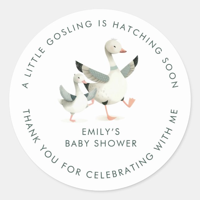 Silly Goose Favor Thank You Baby Shower Classic Round Sticker (Front)
