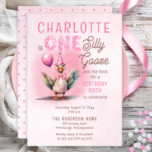 Silly Goose First Birthday Pink Girl Party