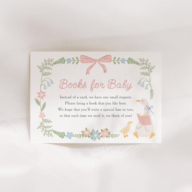 Silly Goose Floral Pink Bow Books for Baby Enclosure Card (Creator Uploaded)